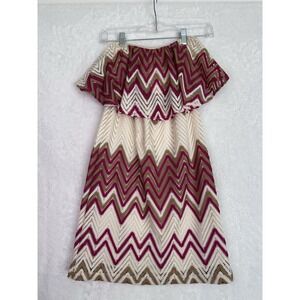 Judith March Sleeveless Dress Womens SM Chevron Hippie 70s Multicolor Lined